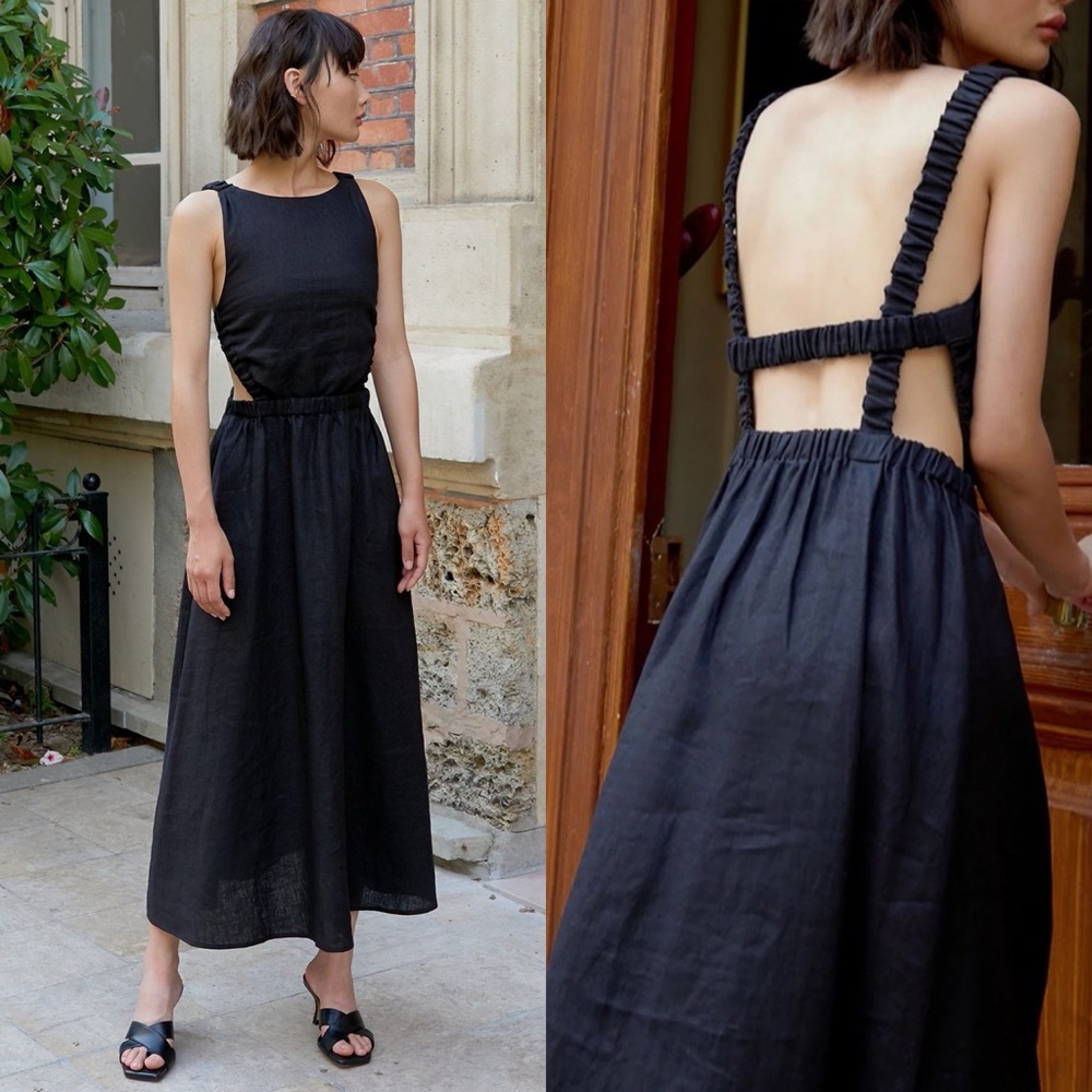 PIXIE MARKET | NWT! BEATRICE BLACK LINEN DRESS SIZE: XS
